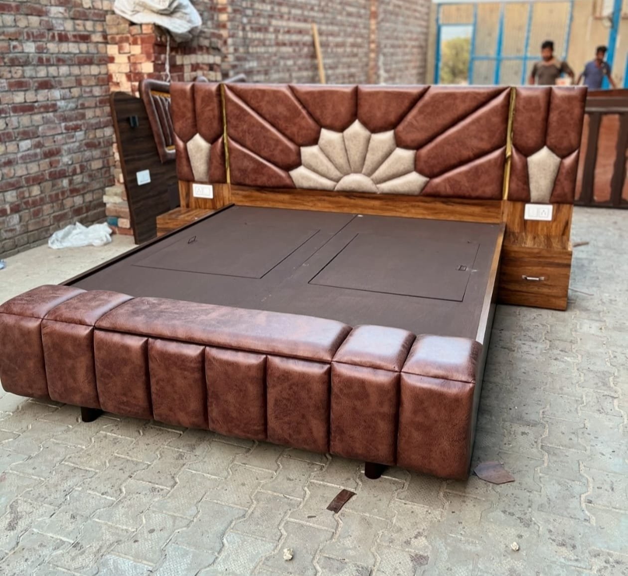 Leather Finish Double Bed Beds